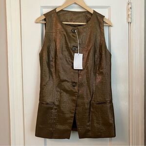 NWT Kipper x Aligne Leo Long Waistcoat in Metallic Gold Size Large